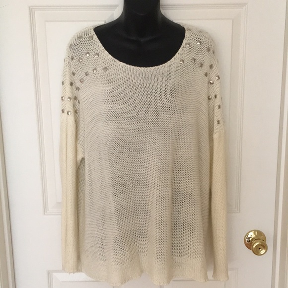 Studded oversized cream sweater - Picture 1 of 3